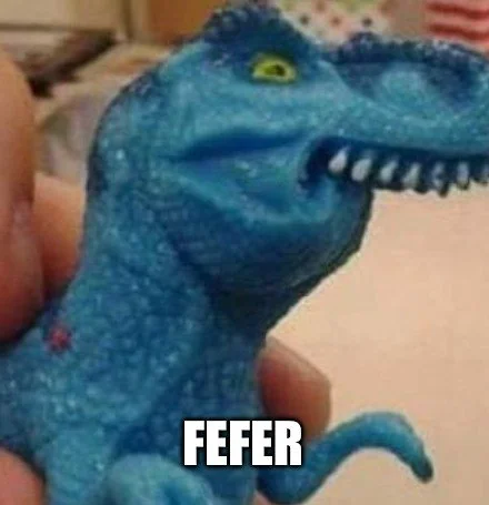 The original blue FEFER toy dinosaur meme